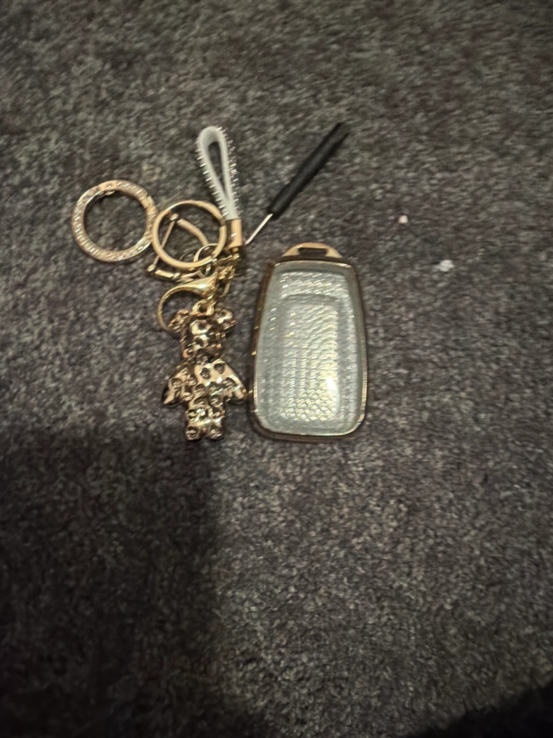 Rhinestone Teddy Bear Car Keyring with Key Fob Cover - photo 2