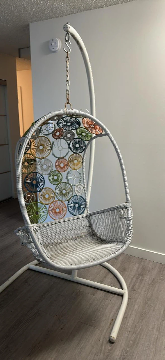 Wicker Hanging Egg Chair with Colorful Accent - photo 2
