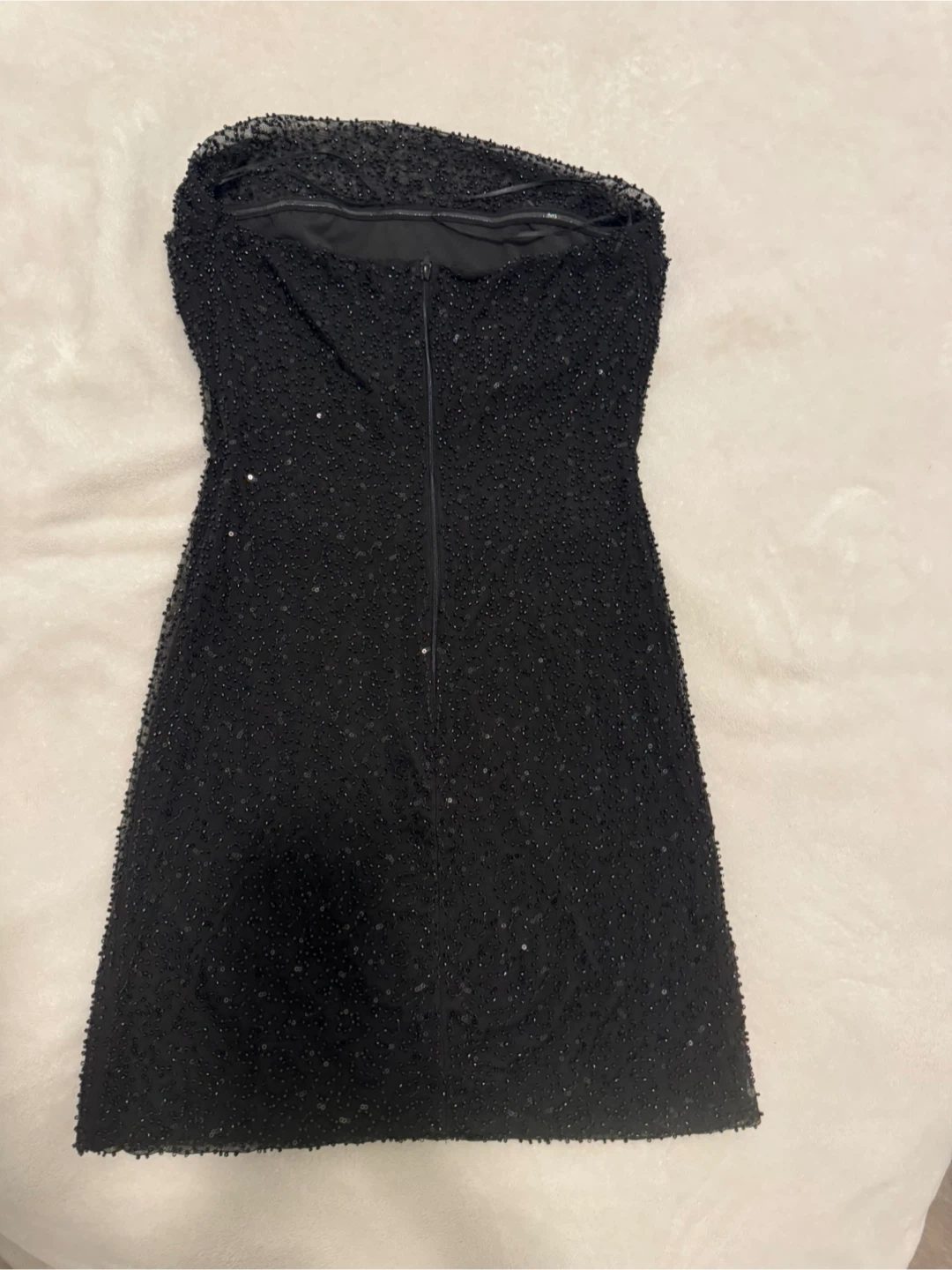Black Beaded Strapless Mini Dress - photo 2