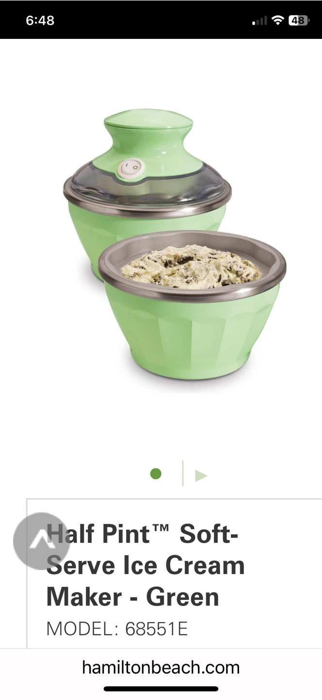 Hamilton Beach Half Pint Soft-Serve Ice Cream Maker - Green