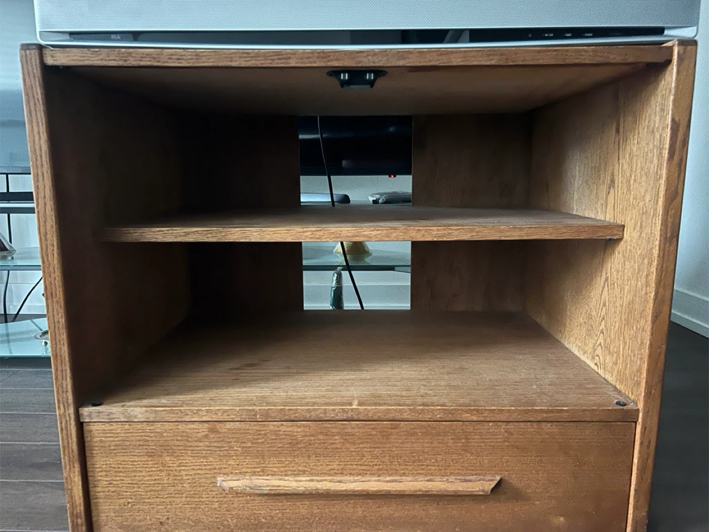 Wooden Media Stand with Drawer