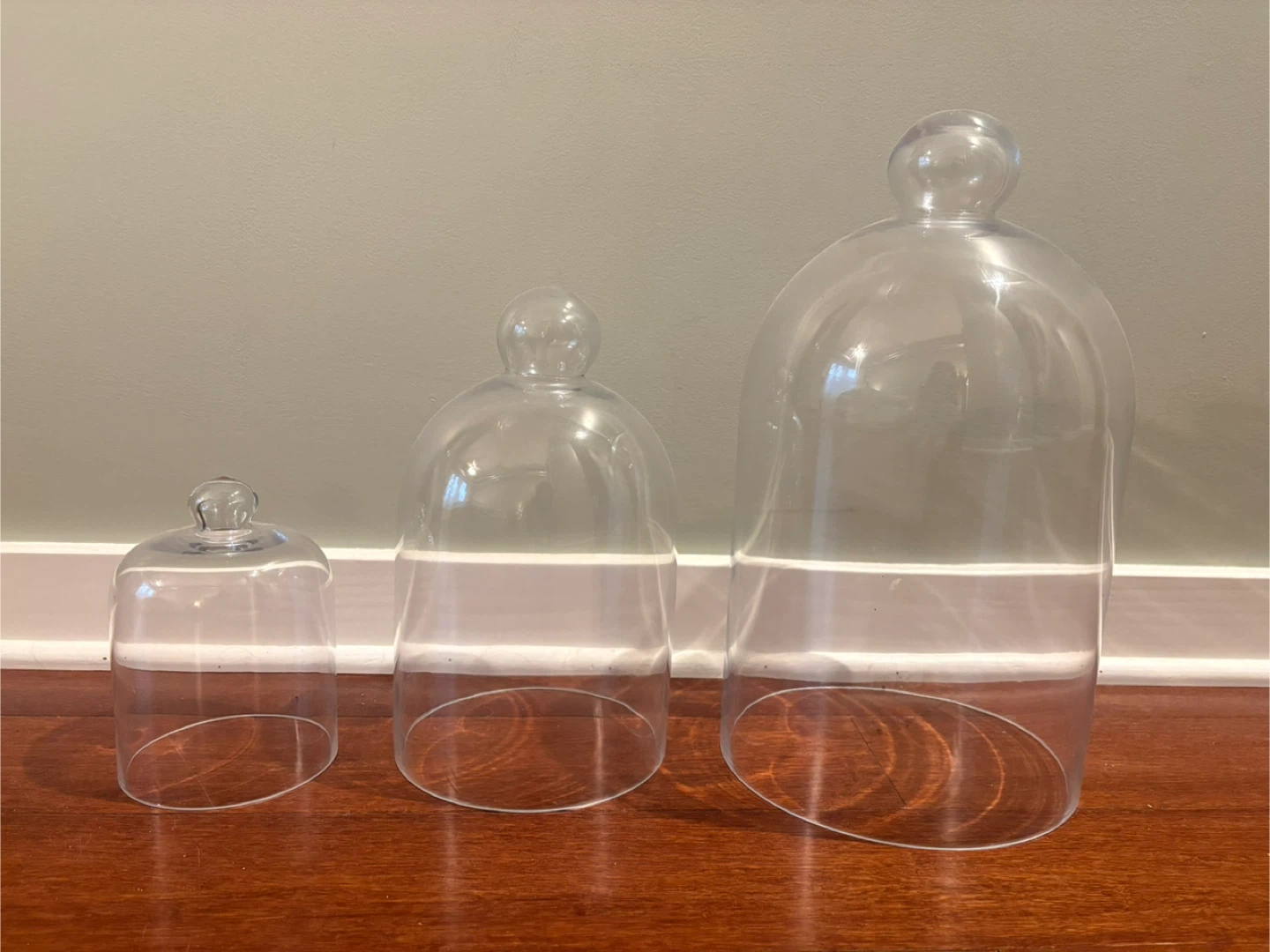 Set of 3 Glass Cloche Domes
