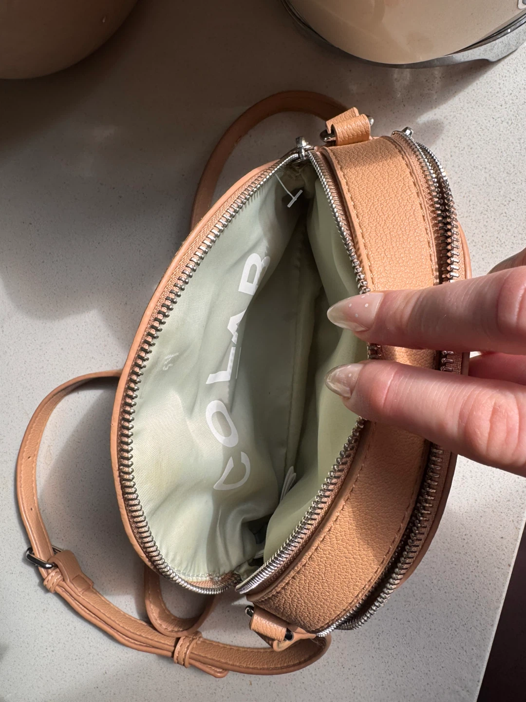 Colab Faux Leather Half Moon Crossbody Bag - Tan - photo 2