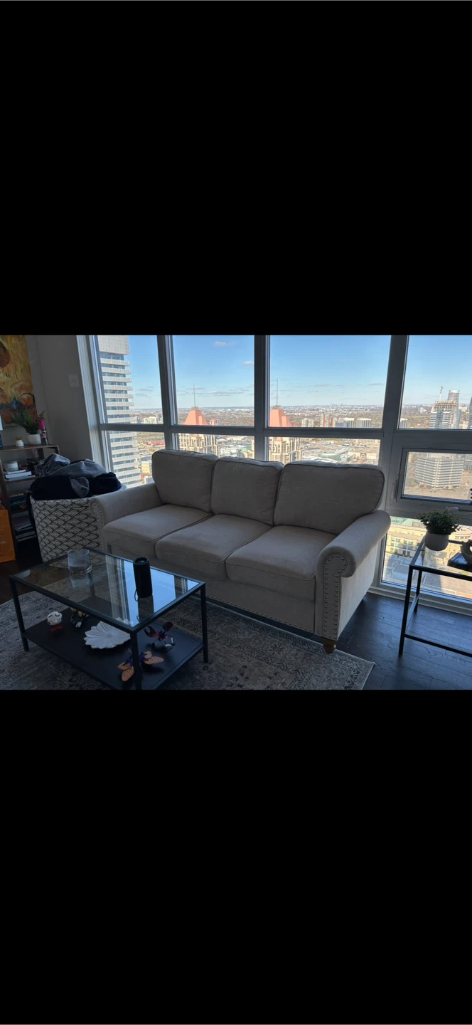 Beige Wayfair Rolled Arm Sofa with Studded Detail - photo 3