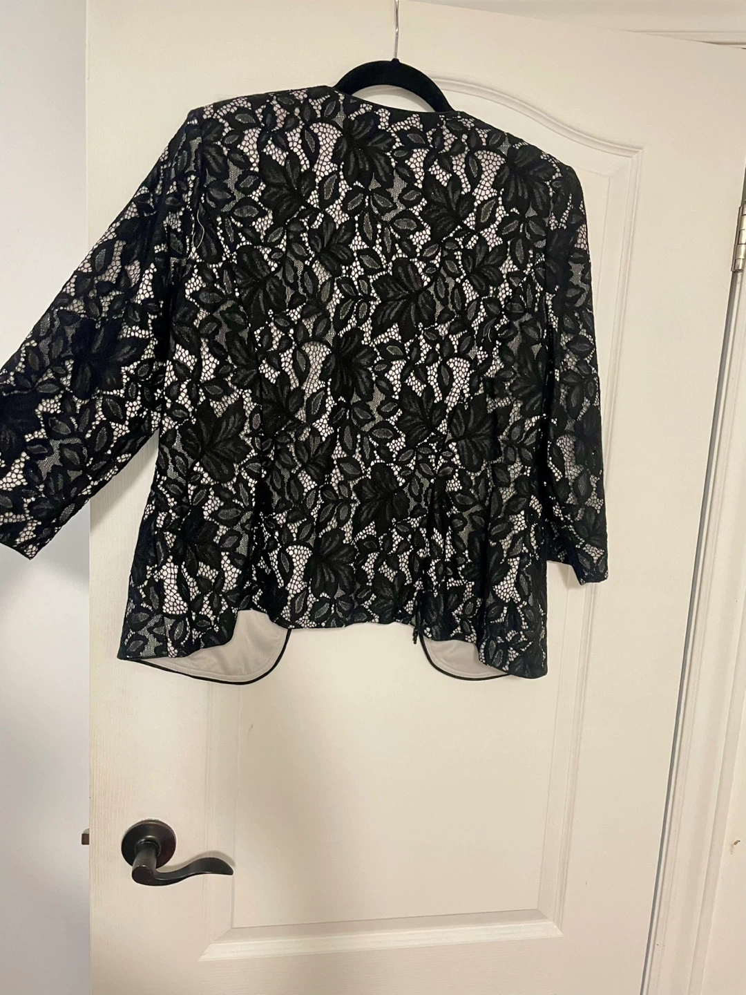 Alex Evenings Black Lace Jacket Size L - photo 5