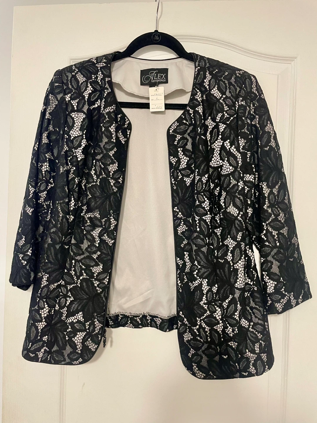 Alex Evenings Black Lace Jacket Size L