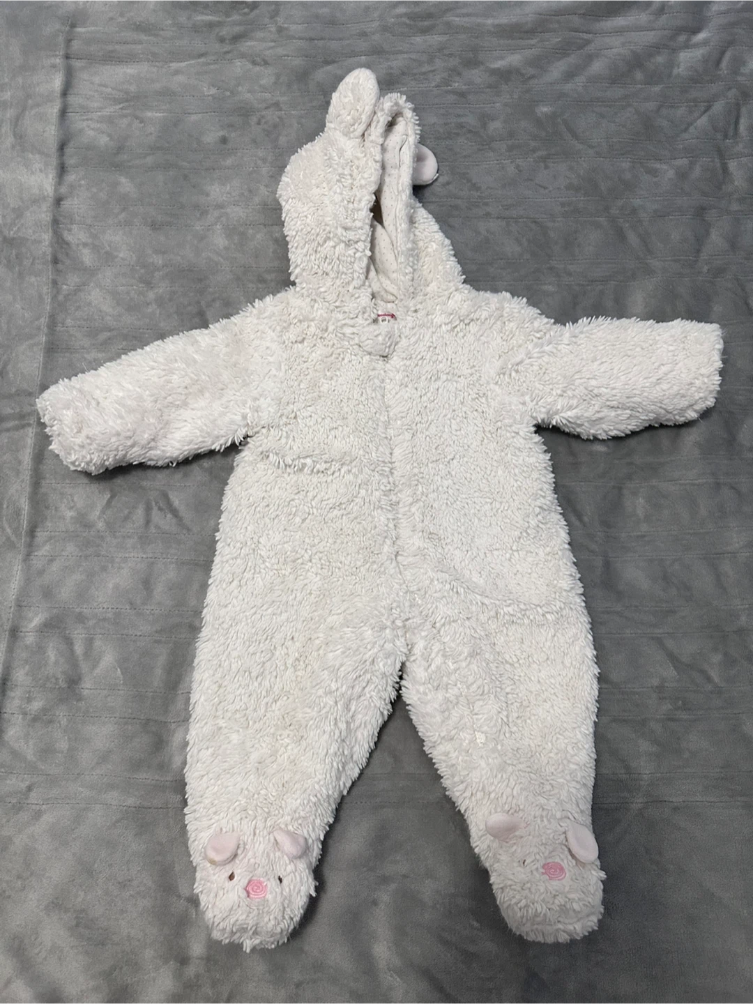 White Baby Fleece Snowsuit with Hood