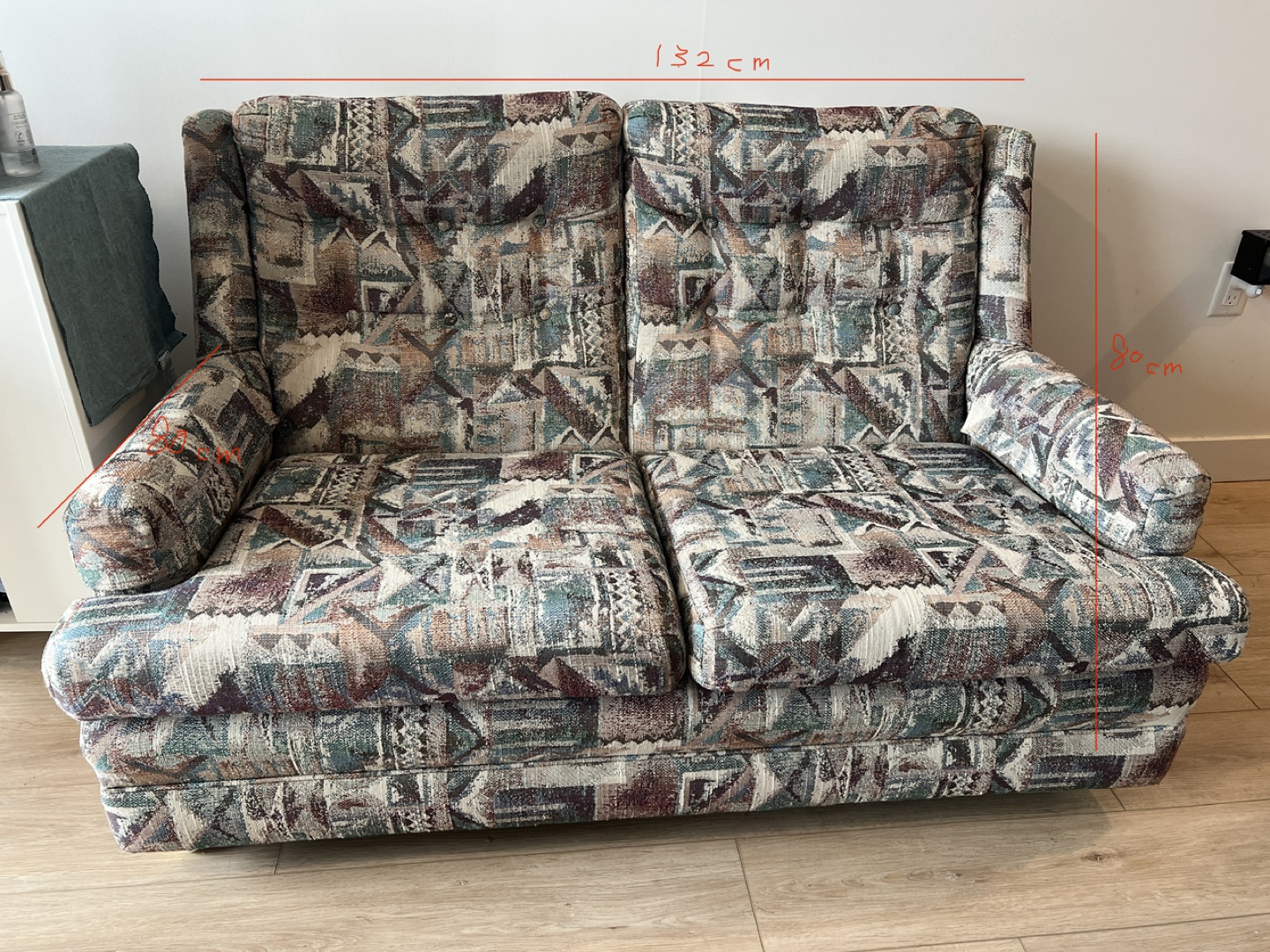 Loveseat Sofa with Geometric Pattern - photo 2