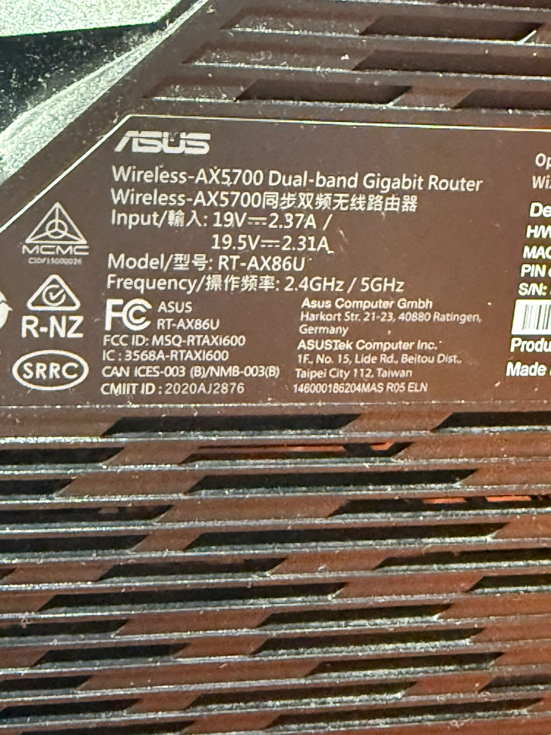 ASUS Wireless-AX5700 Dual-band Gigabit Router RT-AX86U