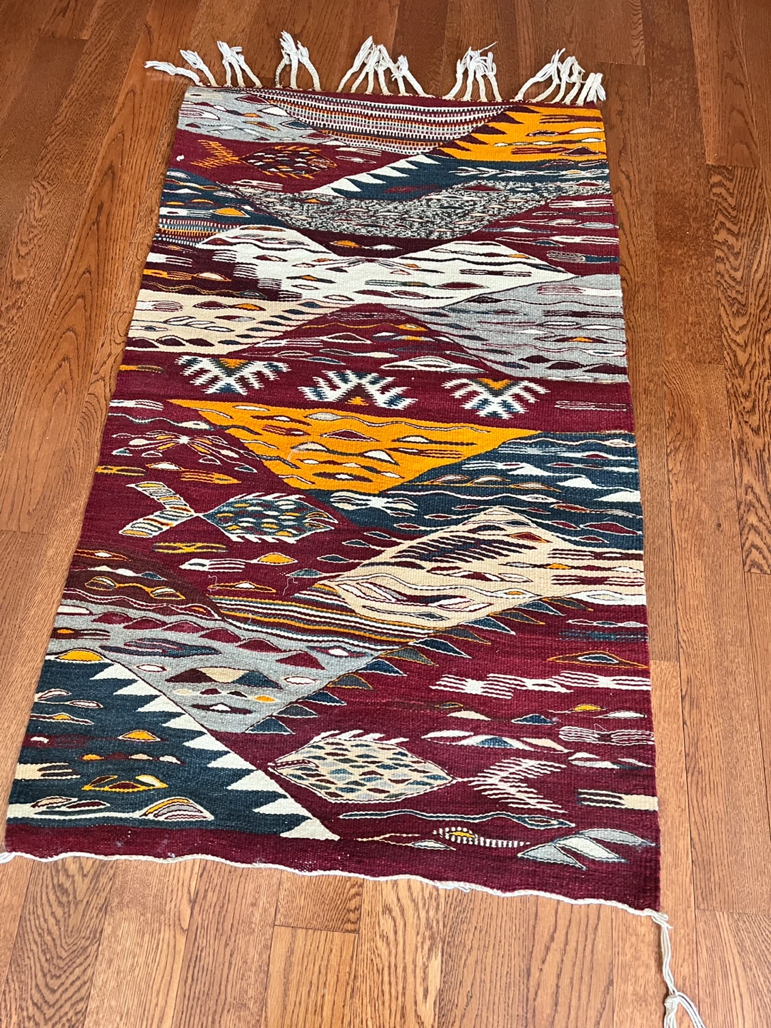 Tribal Woven Rug with Geometric and Abstract Patterns