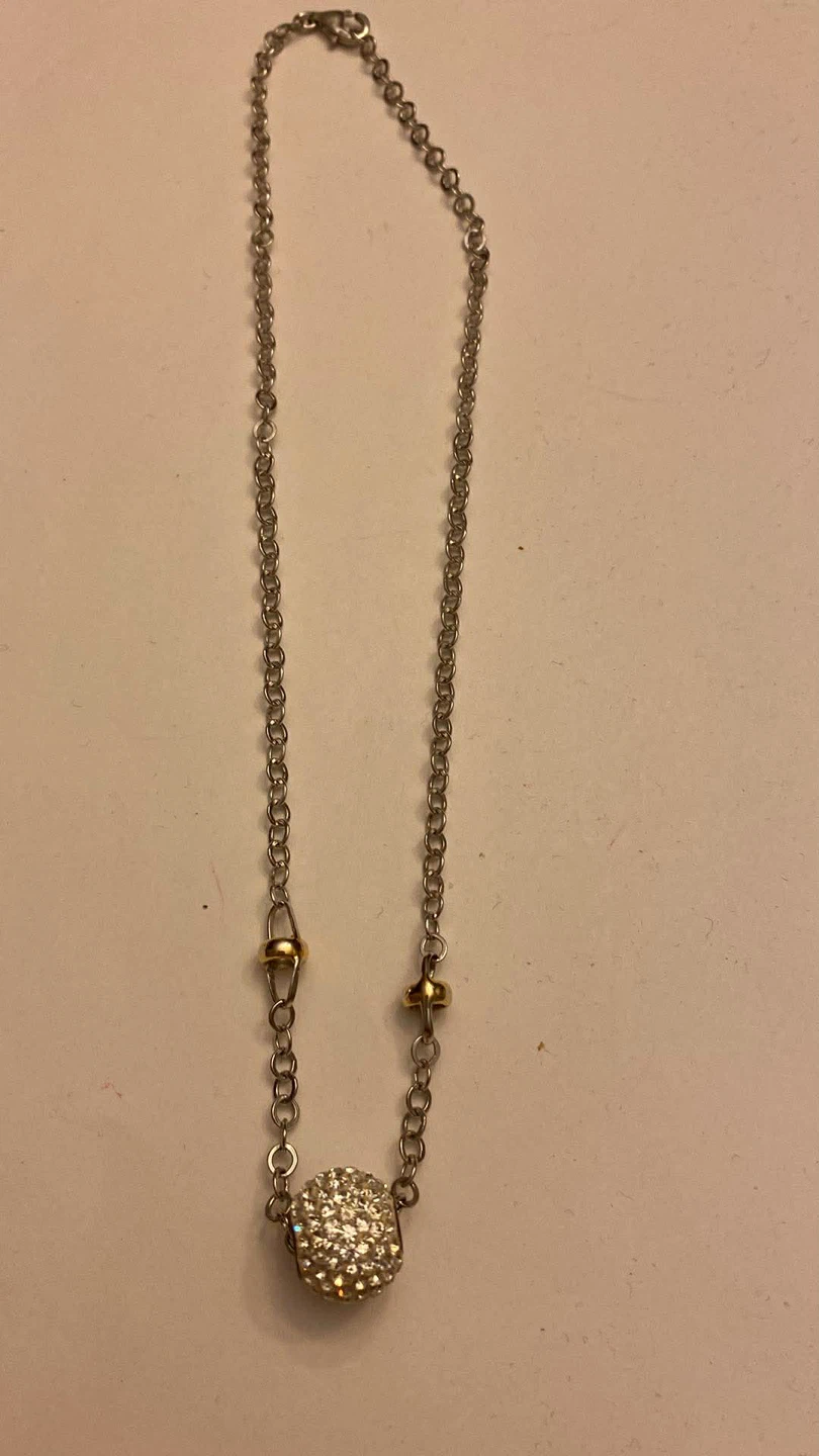 Silver Necklace with Sparkly Ball Pendant