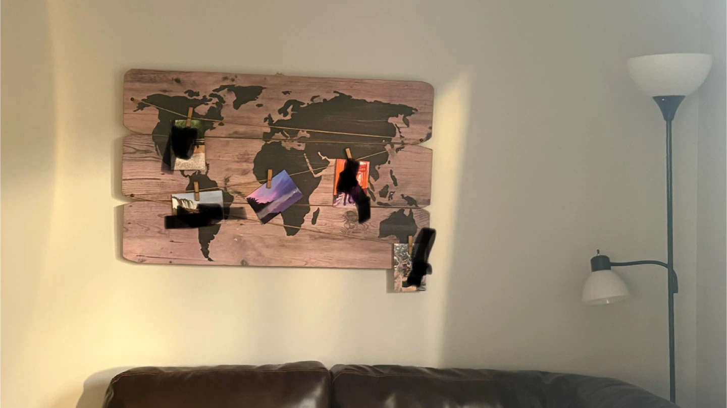 Free Wooden World Map Photo Display Board