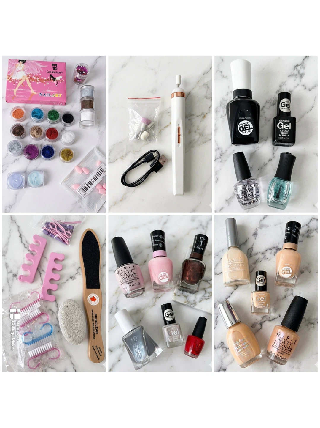 Assorted Nail Art Bundle with Drill Manicure Tools and Glitters