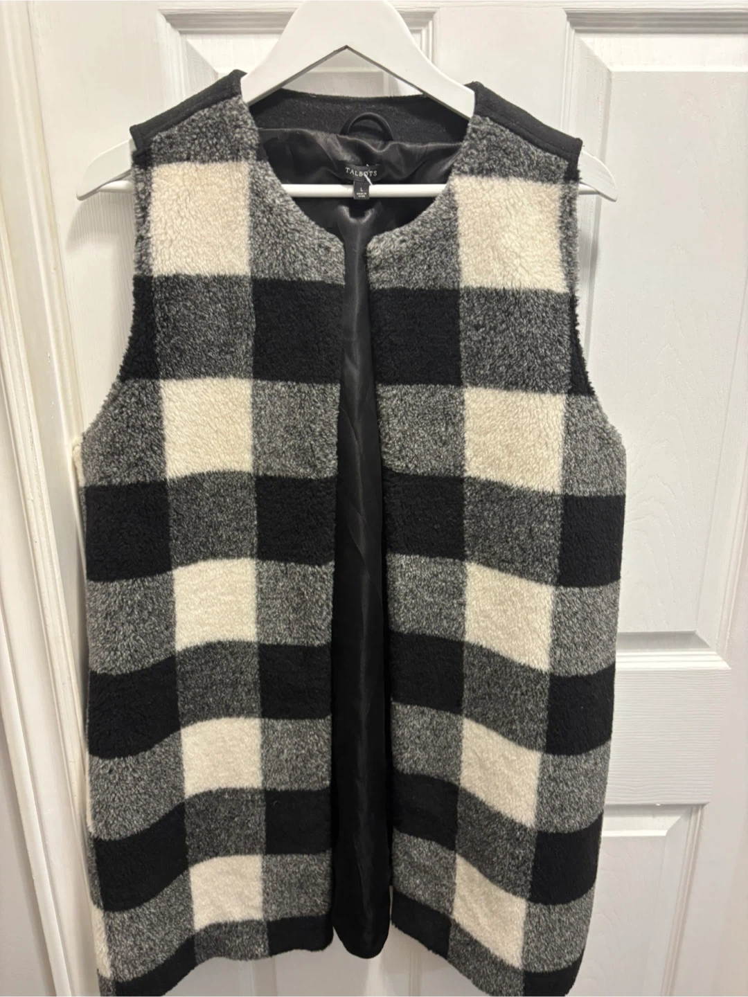 Talbots Buffalo Plaid Fleece Vest Size L
