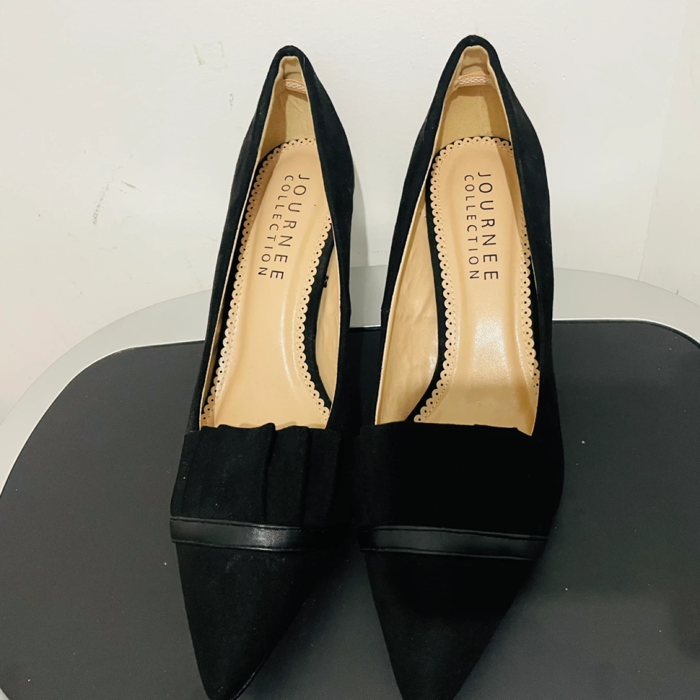 Journee Collection Black Suede Heels