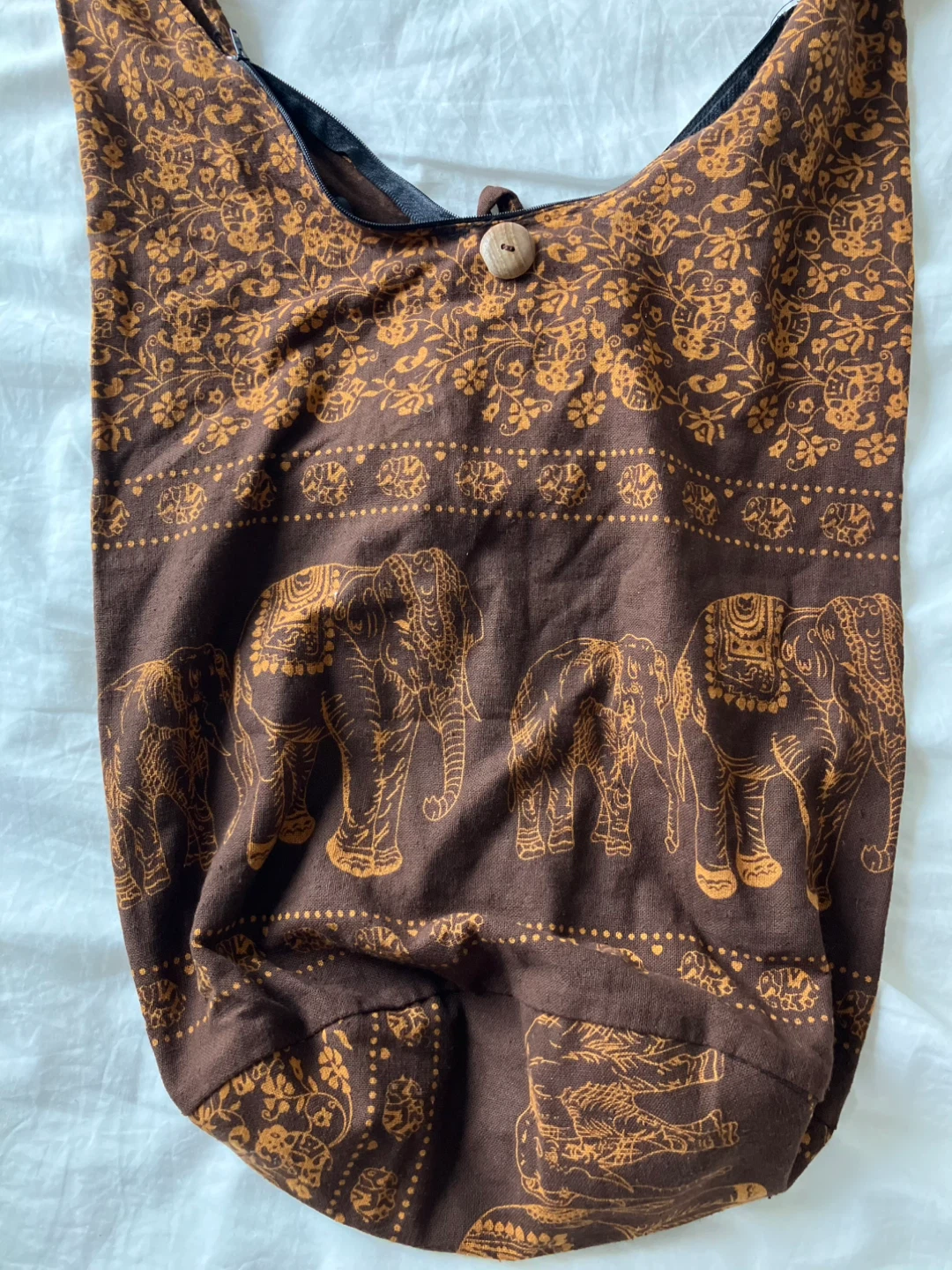 Brown Elephant-Print Boho Sling Shoulder Bag - photo 2