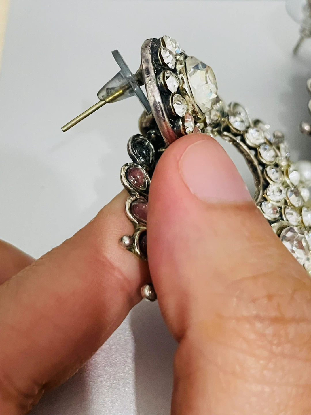 Rhinestone and Pearl Dangle Earrings - photo 2