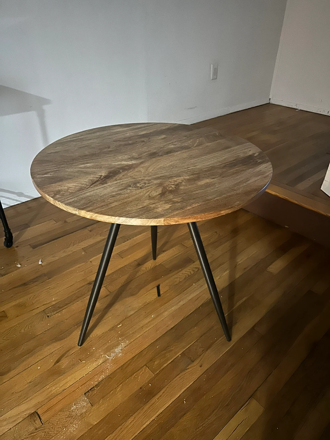 Round Wood Top Table with Black Metal Legs - photo 2
