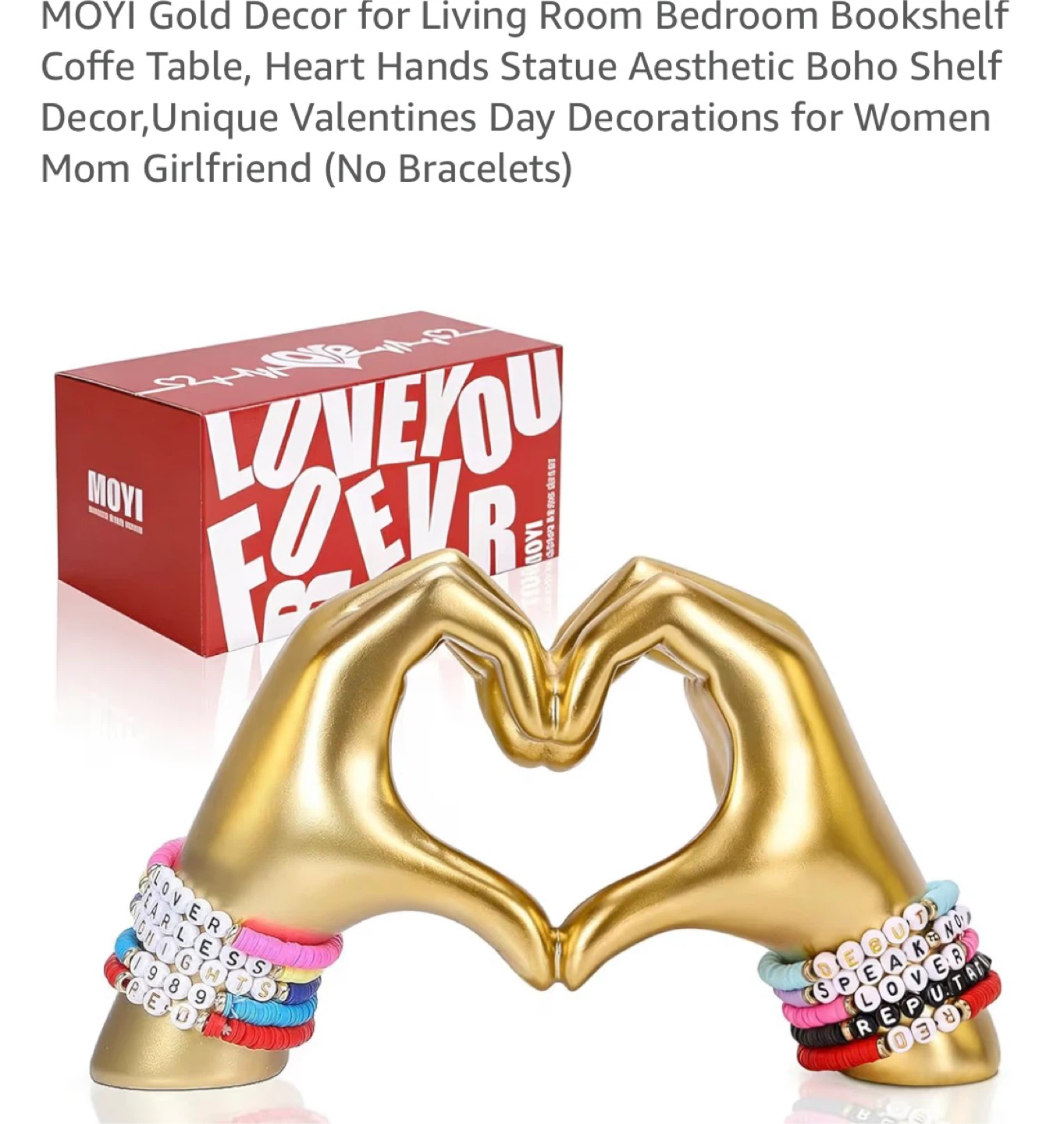 MOYI Gold Heart Hands Statue Decor