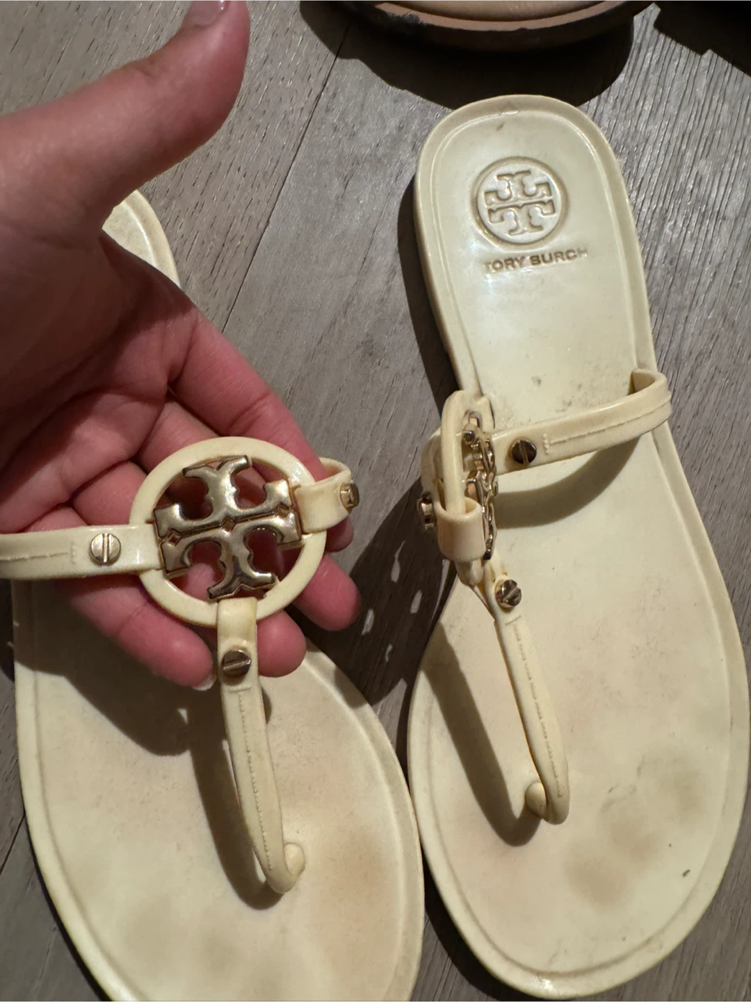 Tory Burch Women's Miller Flip Flops Cream Size 7