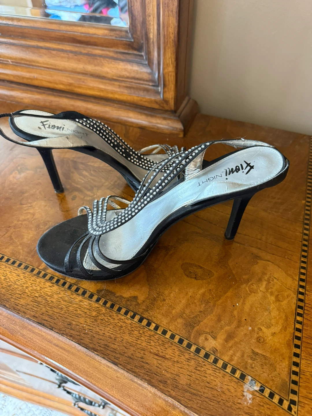 Fioni Night Black Embellished Heeled Sandals - photo 2