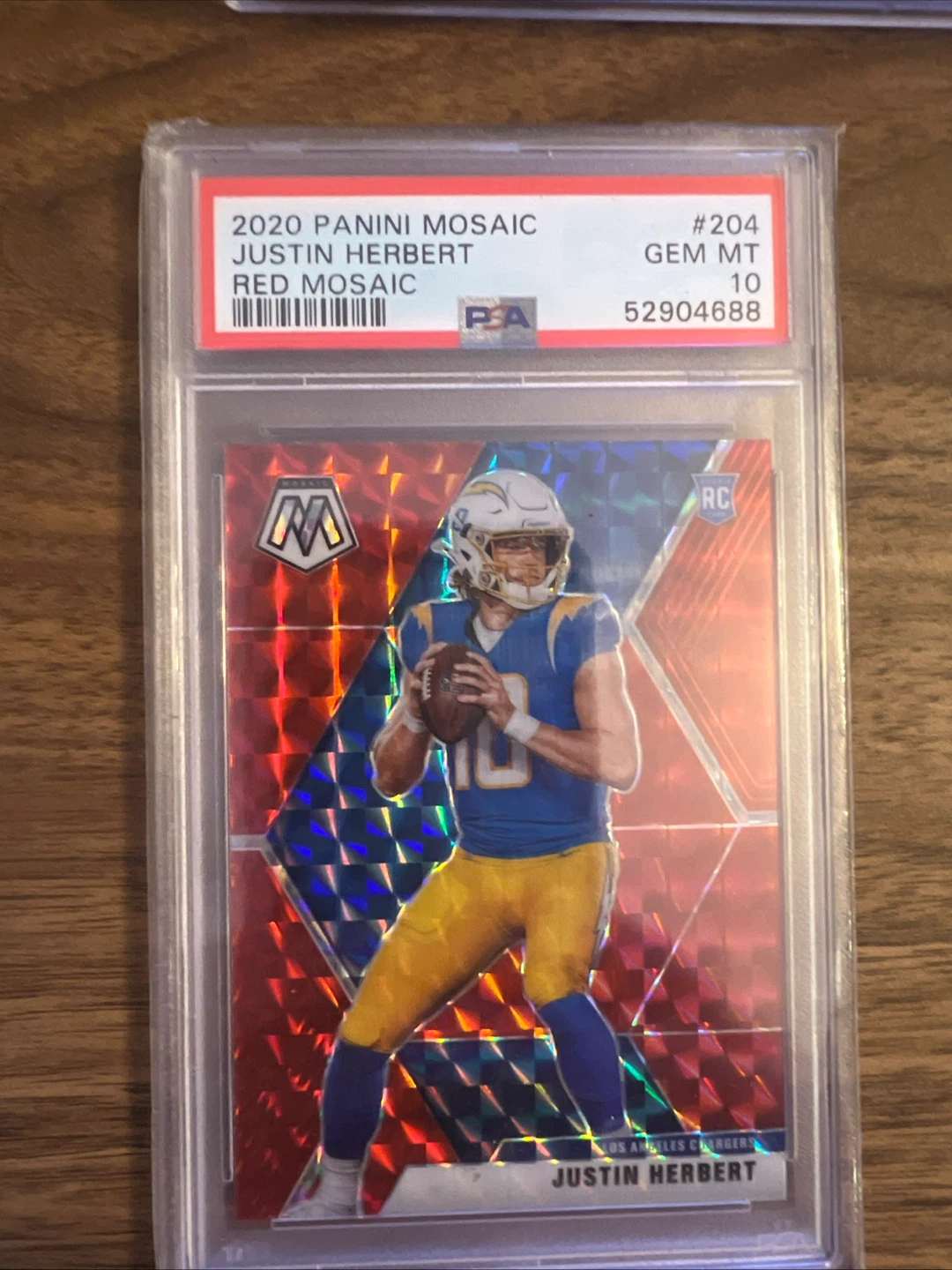 2020 Panini Mosaic Justin Herbert Red Mosaic #204 PSA 10