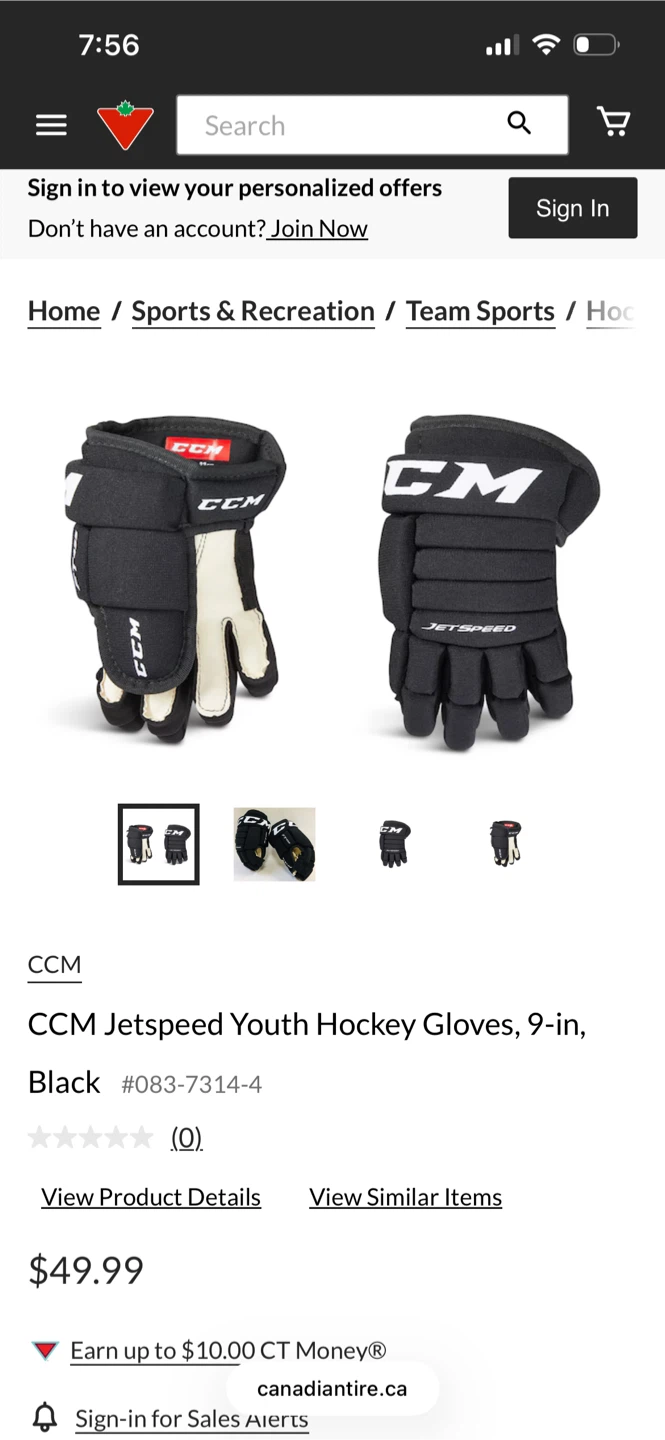 CCM Ultra 5.0 Youth Hockey Gloves