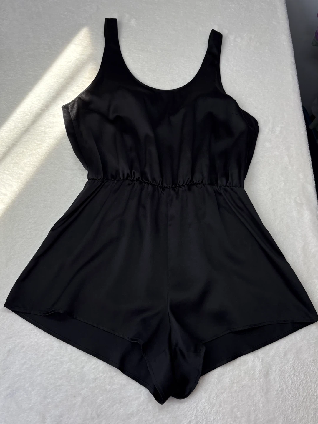 Victorias Secret Black Satin Romper Tie Back Sleeveless Size S - photo 2