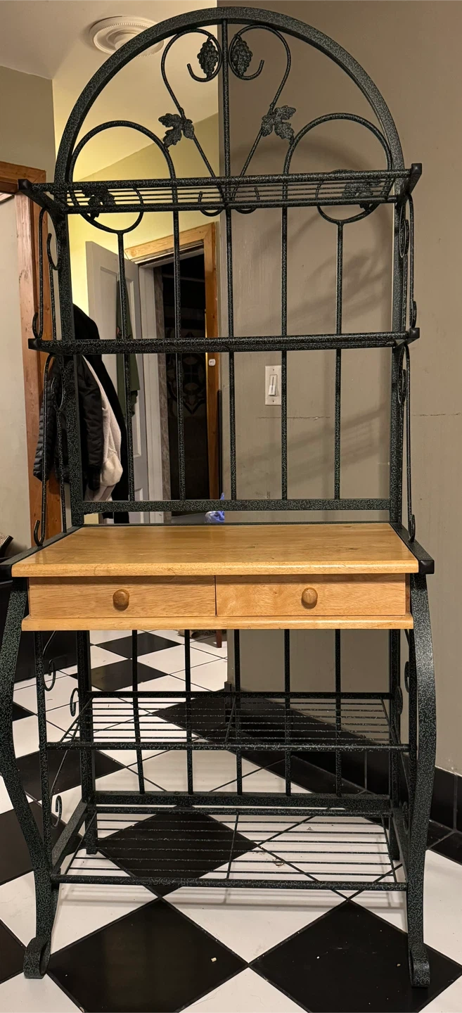 Wrought Iron Baker's Rack with Wood Top - photo 2