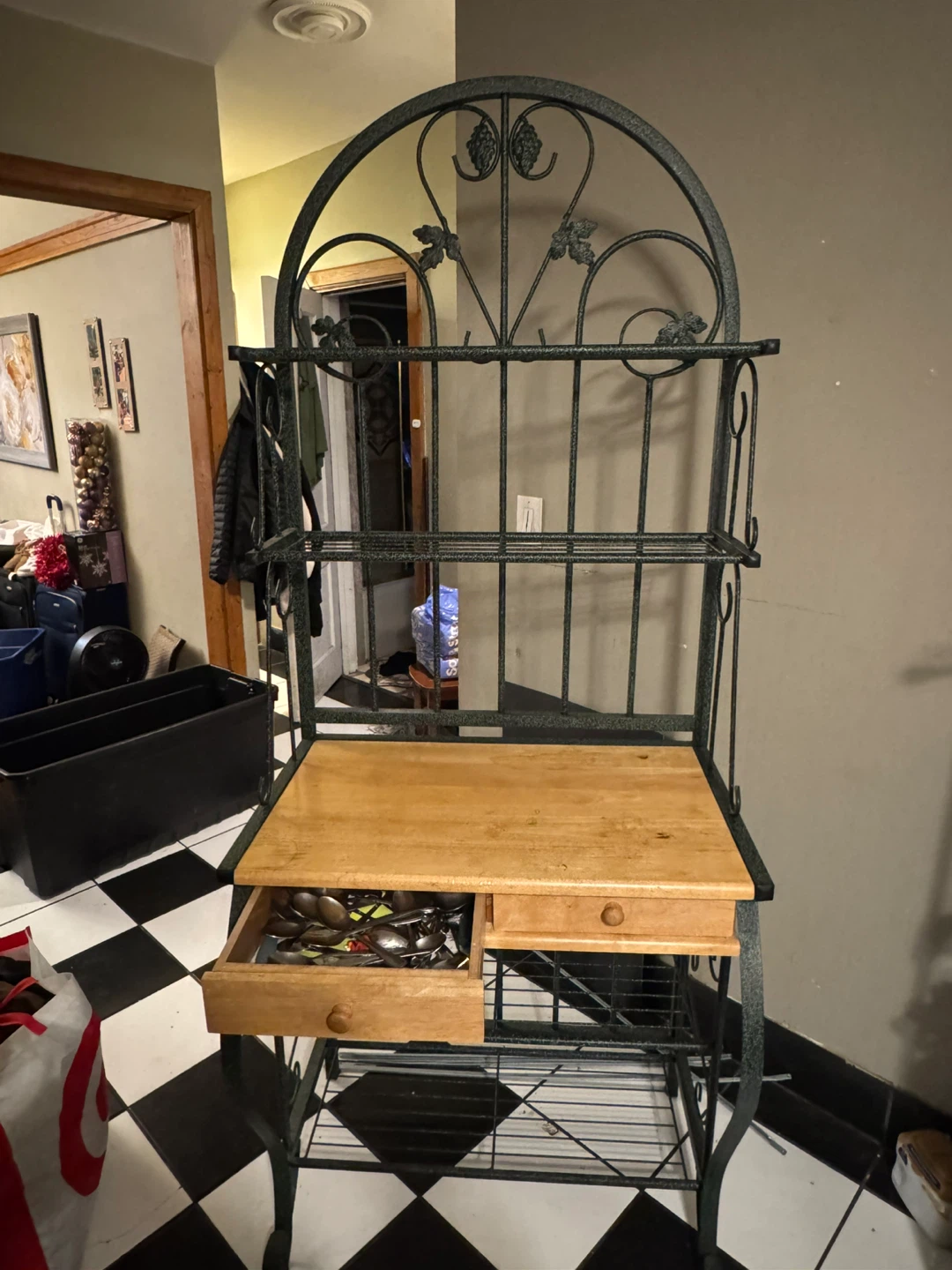 Wrought Iron Baker's Rack with Wood Top - photo 3