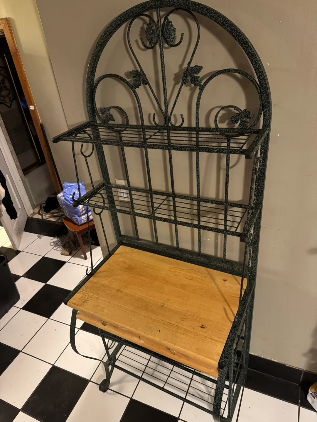 Wrought Iron Baker's Rack with Wood Top - photo 5