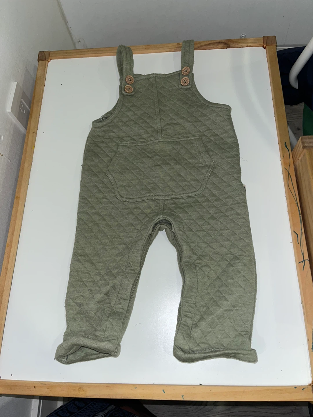Quilted Baby Overalls - Green- 18 months