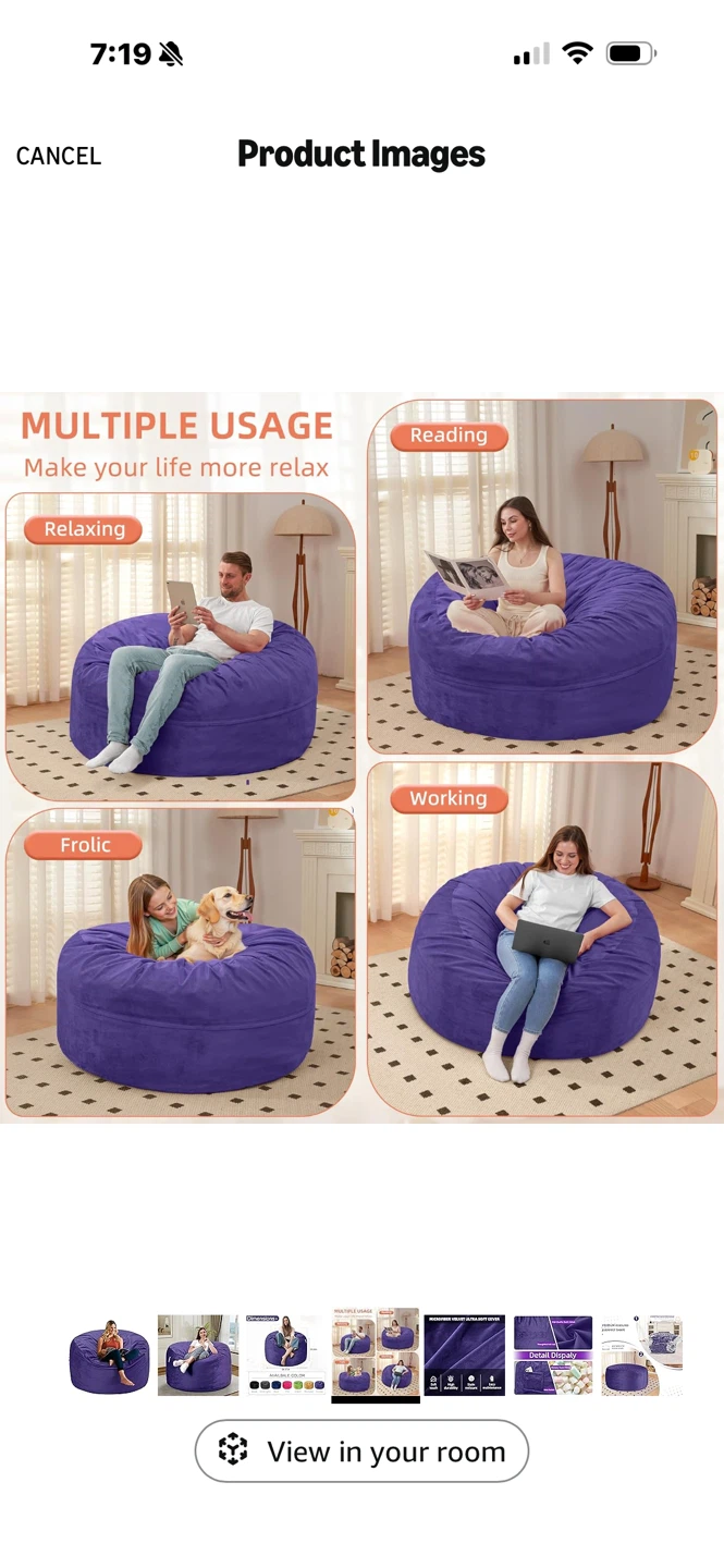 Purple Bean Bag Chair - photo 3