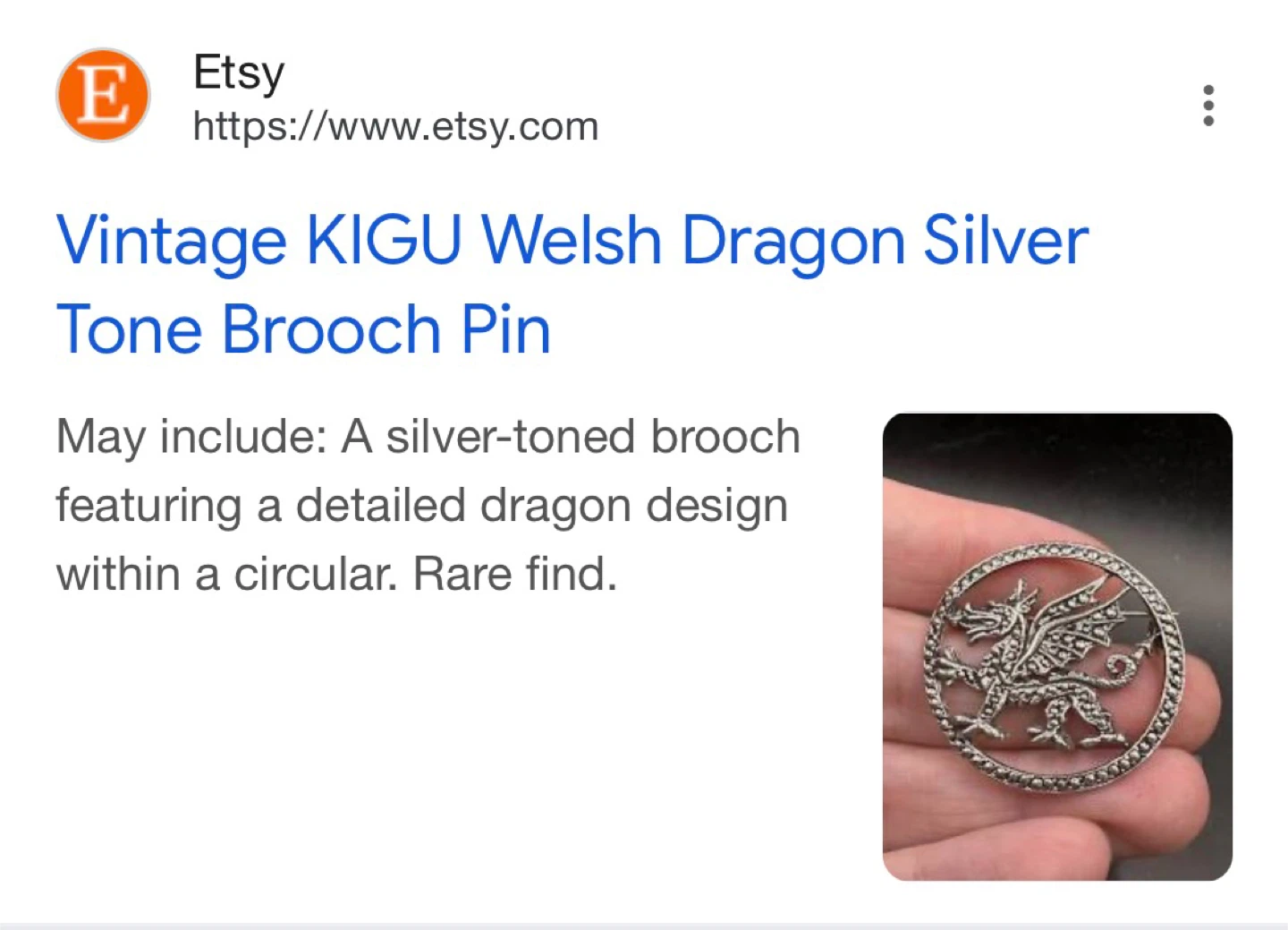 Vintage KIGU Welsh Dragon Brooch Pin - photo 3