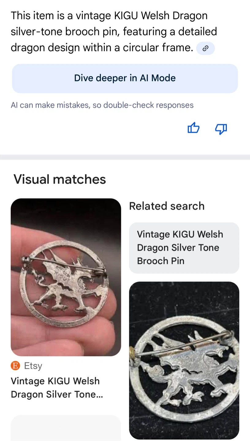 Vintage KIGU Welsh Dragon Brooch Pin - photo 2