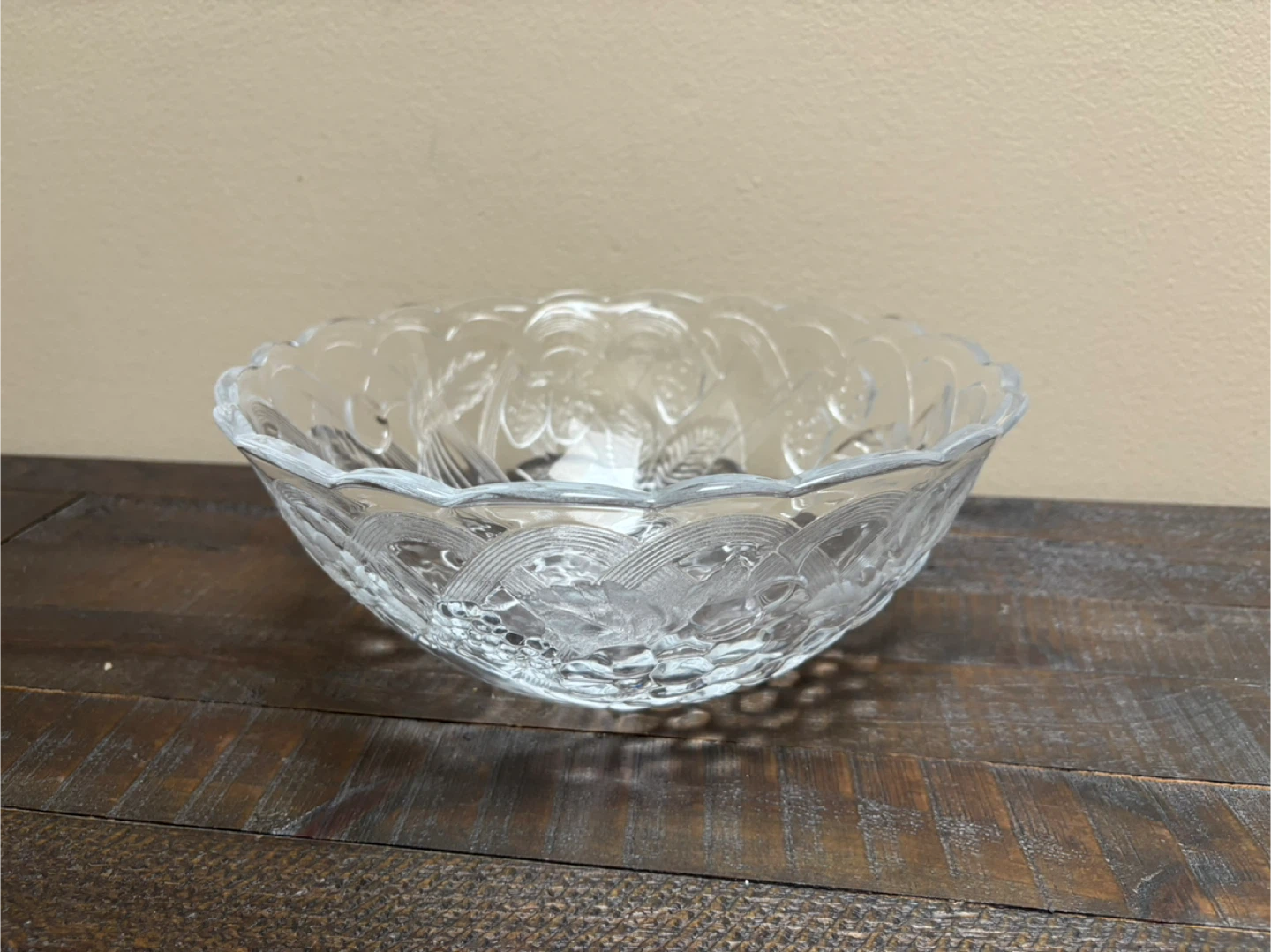 Glass Fruit Embossed Serving Bowl