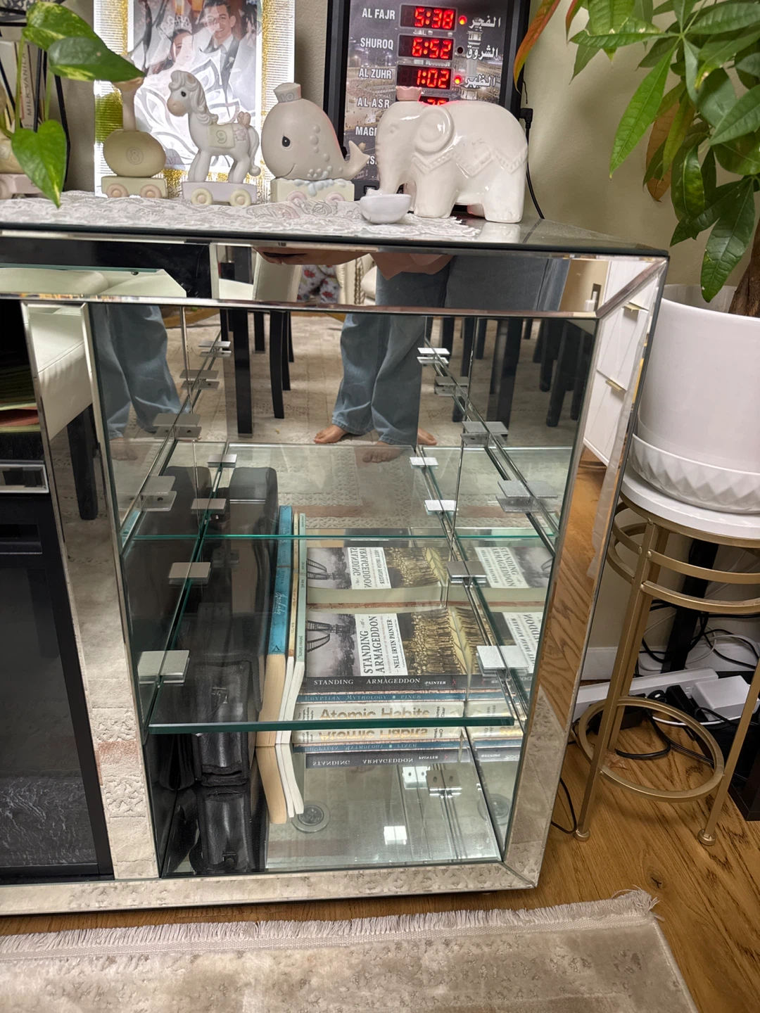 Mirrored Media Console with Electric Fireplace - photo 5