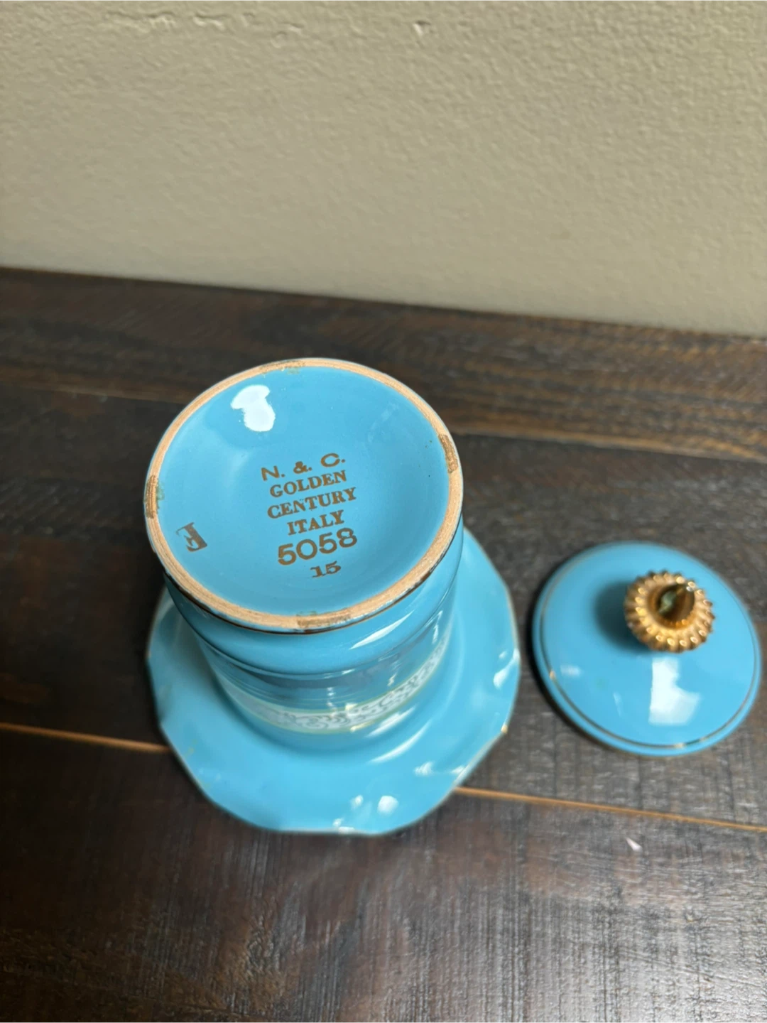 Vintage N. & C. Golden Century Lidded Jar Italy - photo 4