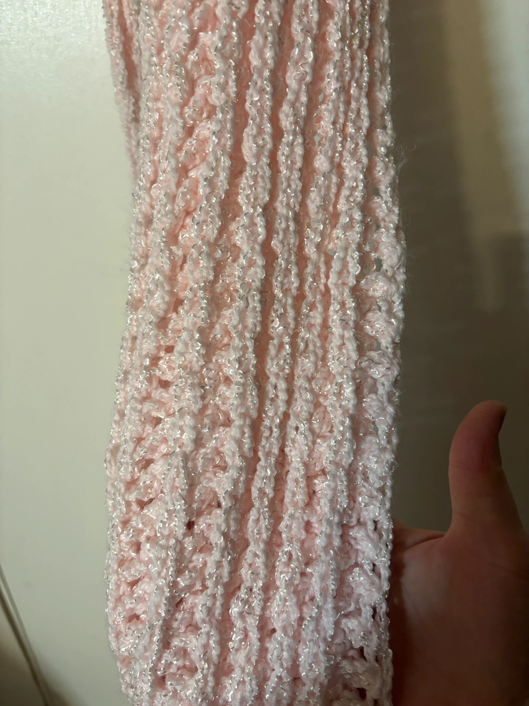 Handmade Crochet Scarf (JUMBO)- Green/Pink