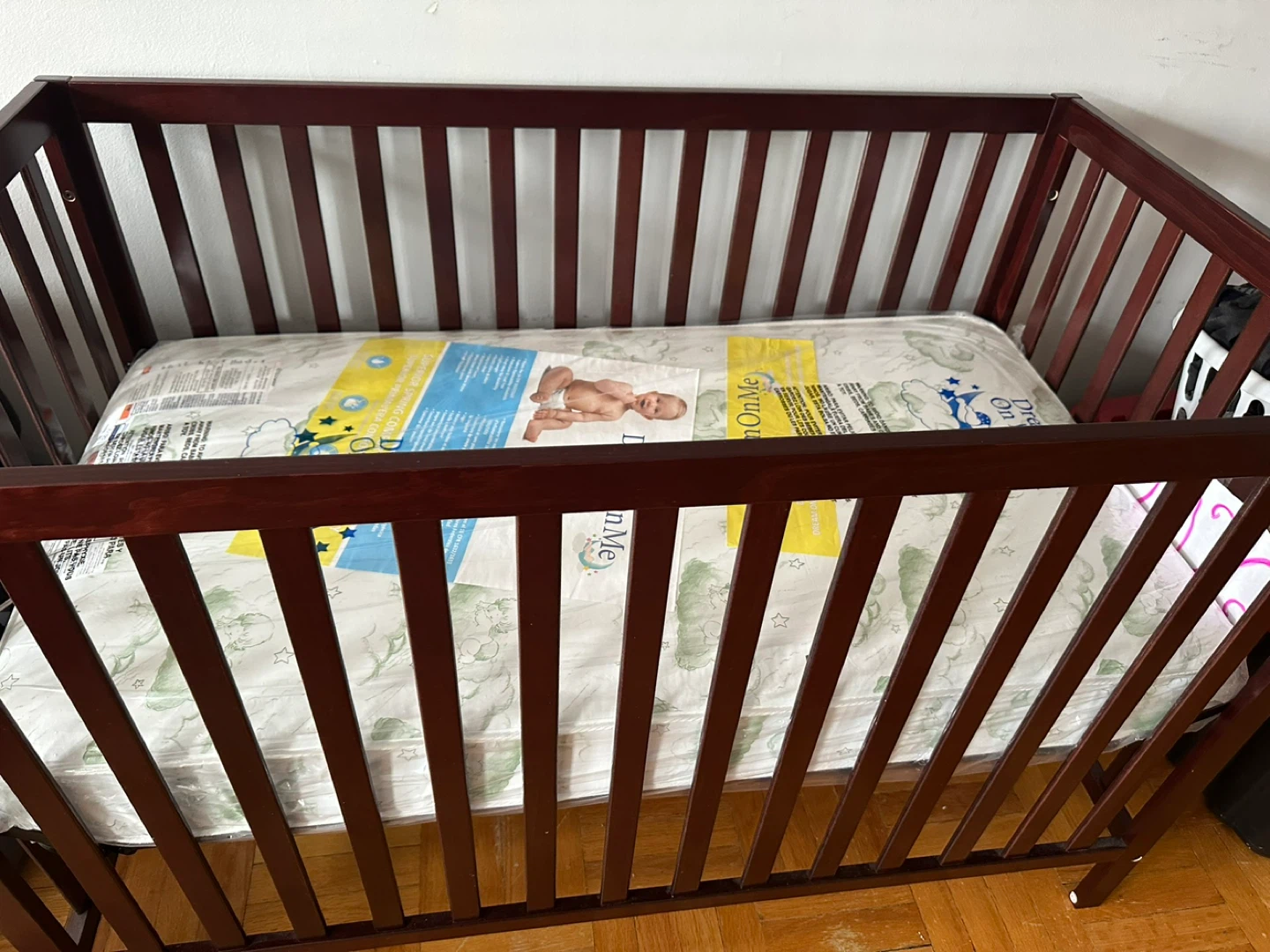 Dark Wood Baby Crib with brand new mattress - photo 3