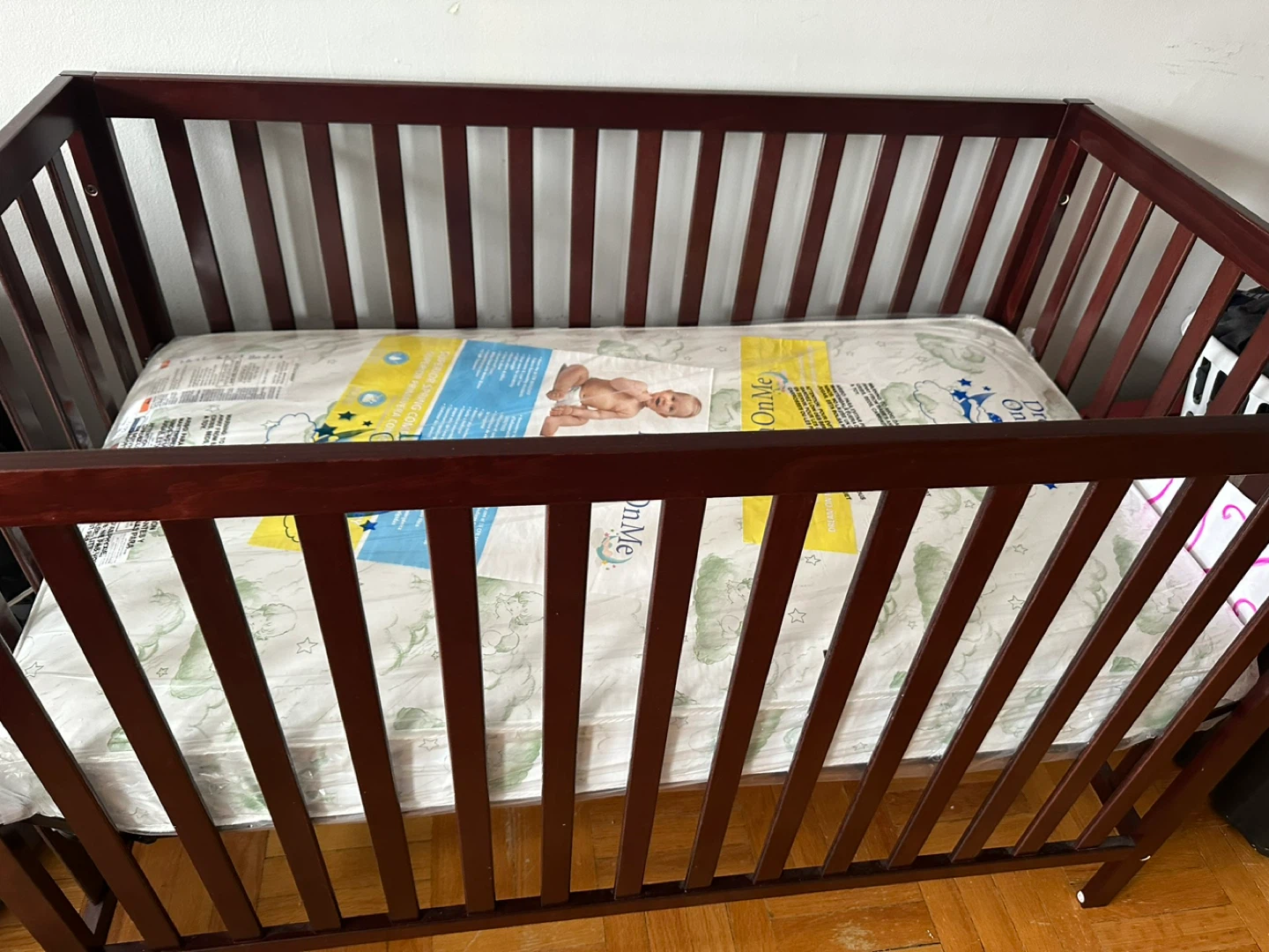 Dark Wood Baby Crib with brand new mattress - photo 4