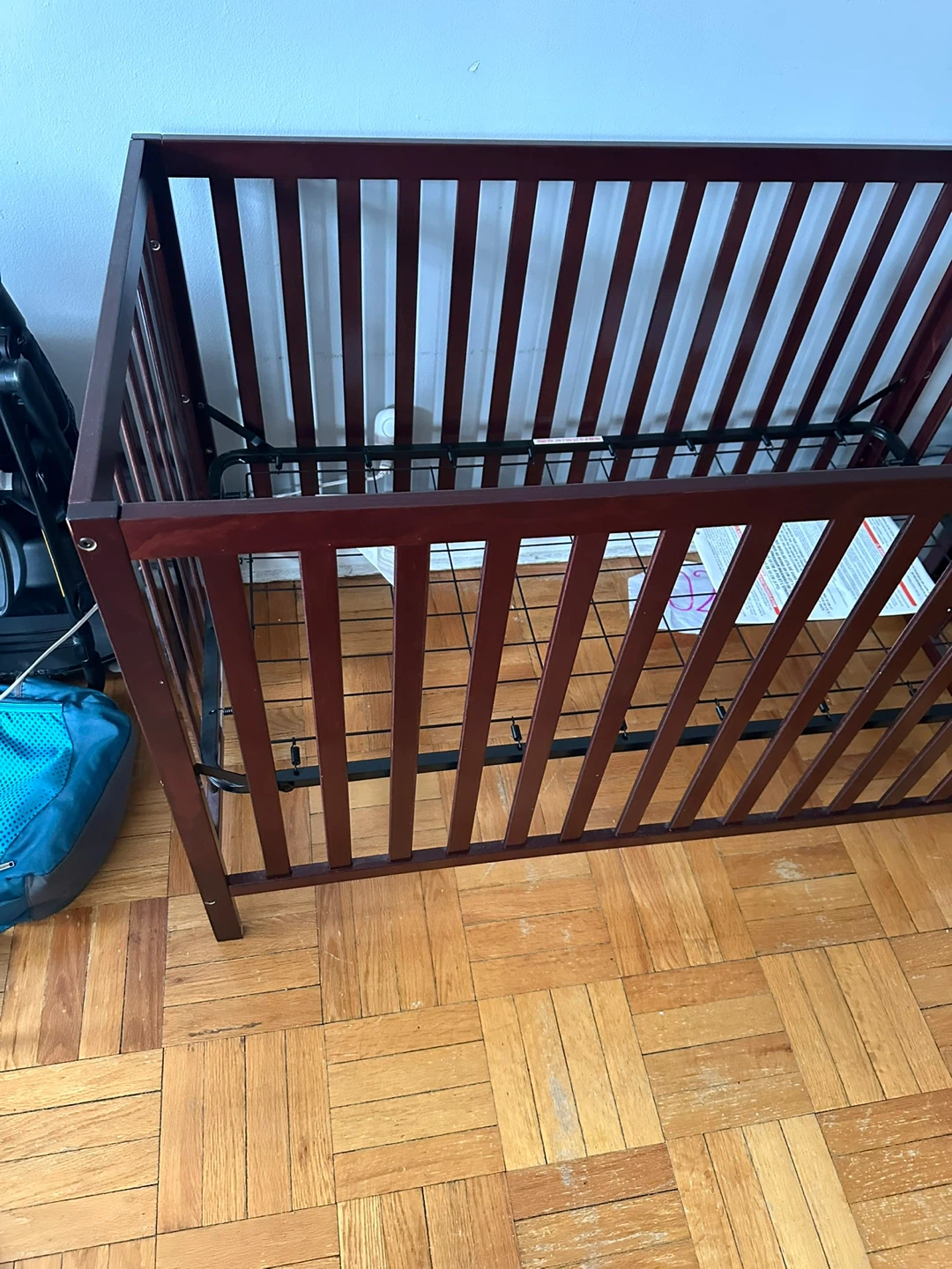 Dark Wood Baby Crib with brand new mattress - photo 2