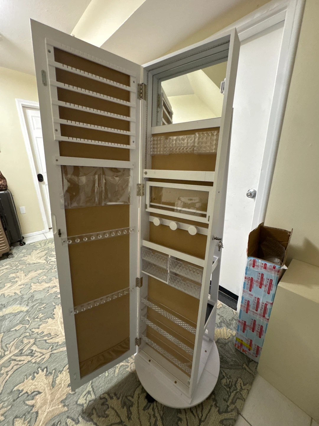 White Standing Jewelry Armoire with Full Length Mirror - photo 4