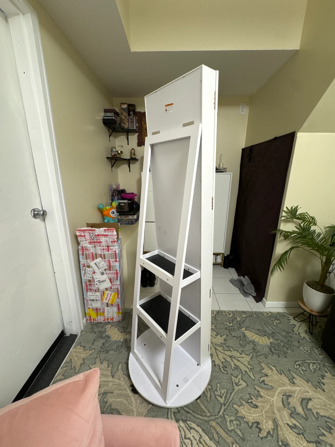 White Standing Jewelry Armoire with Full Length Mirror - photo 2