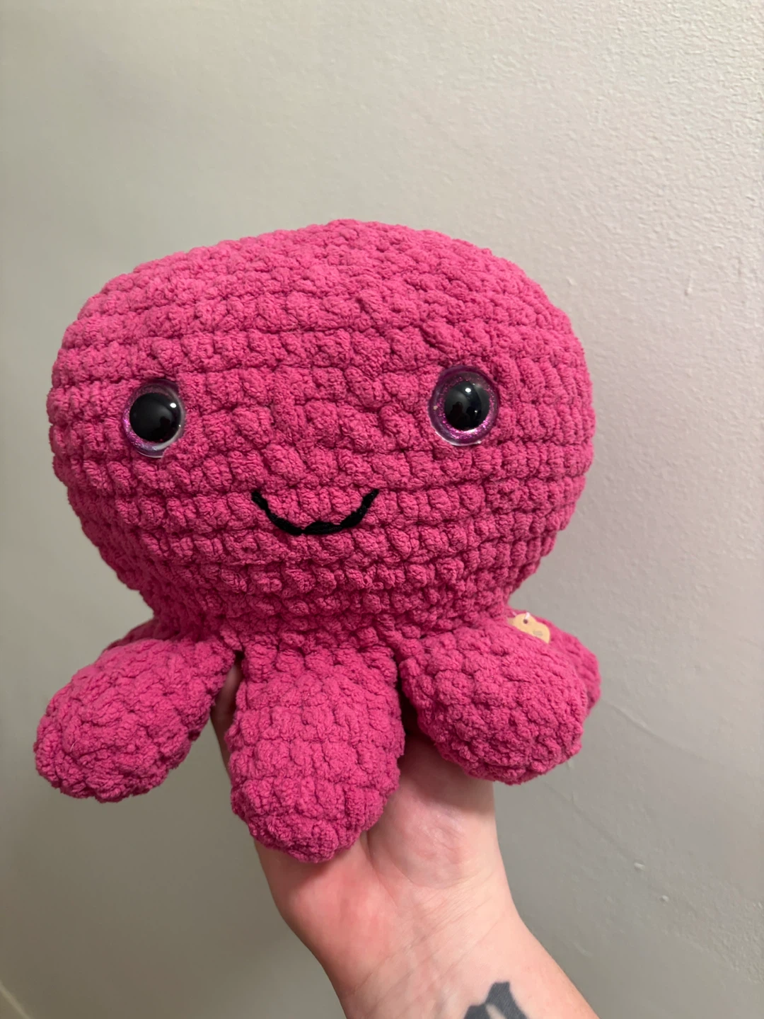 Pink Crocheted Stuffed Octopus Doll