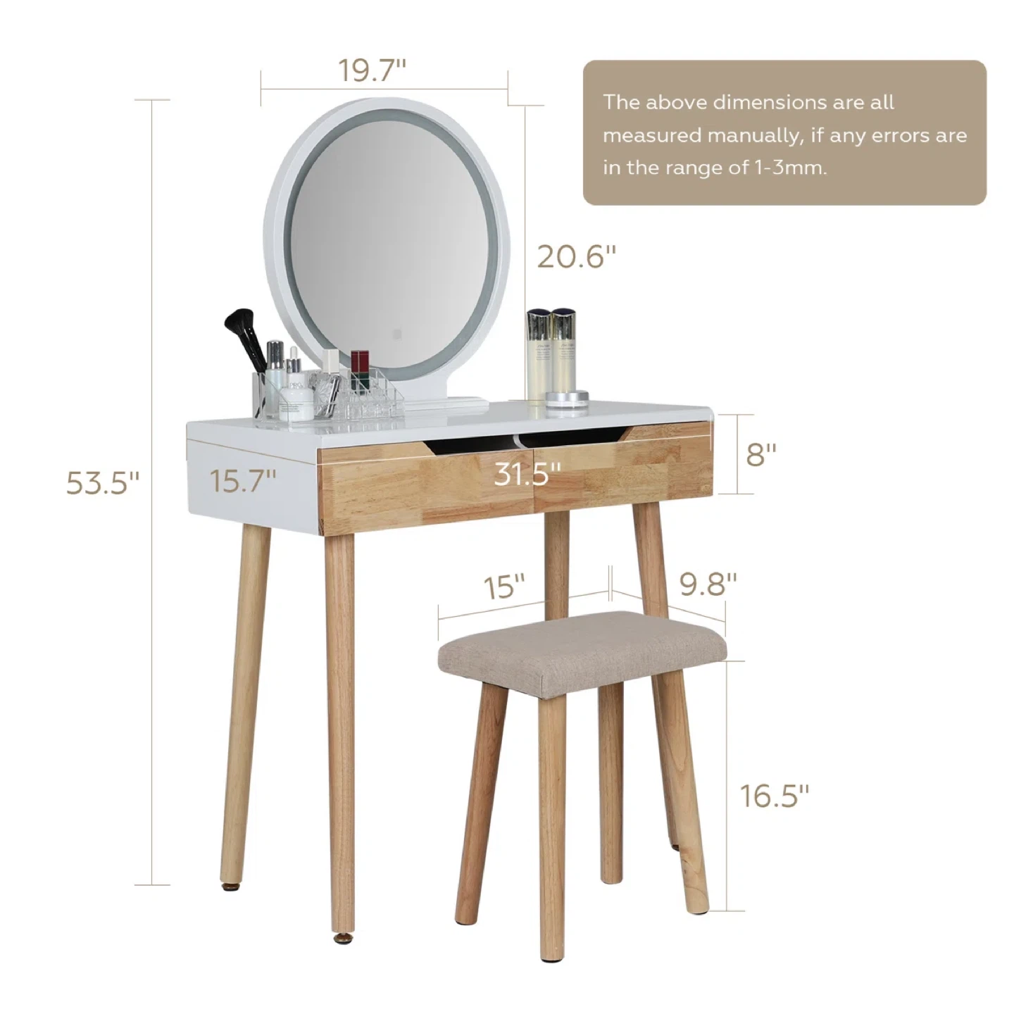 Vanity Makeup Table with LED Mirror - photo 2