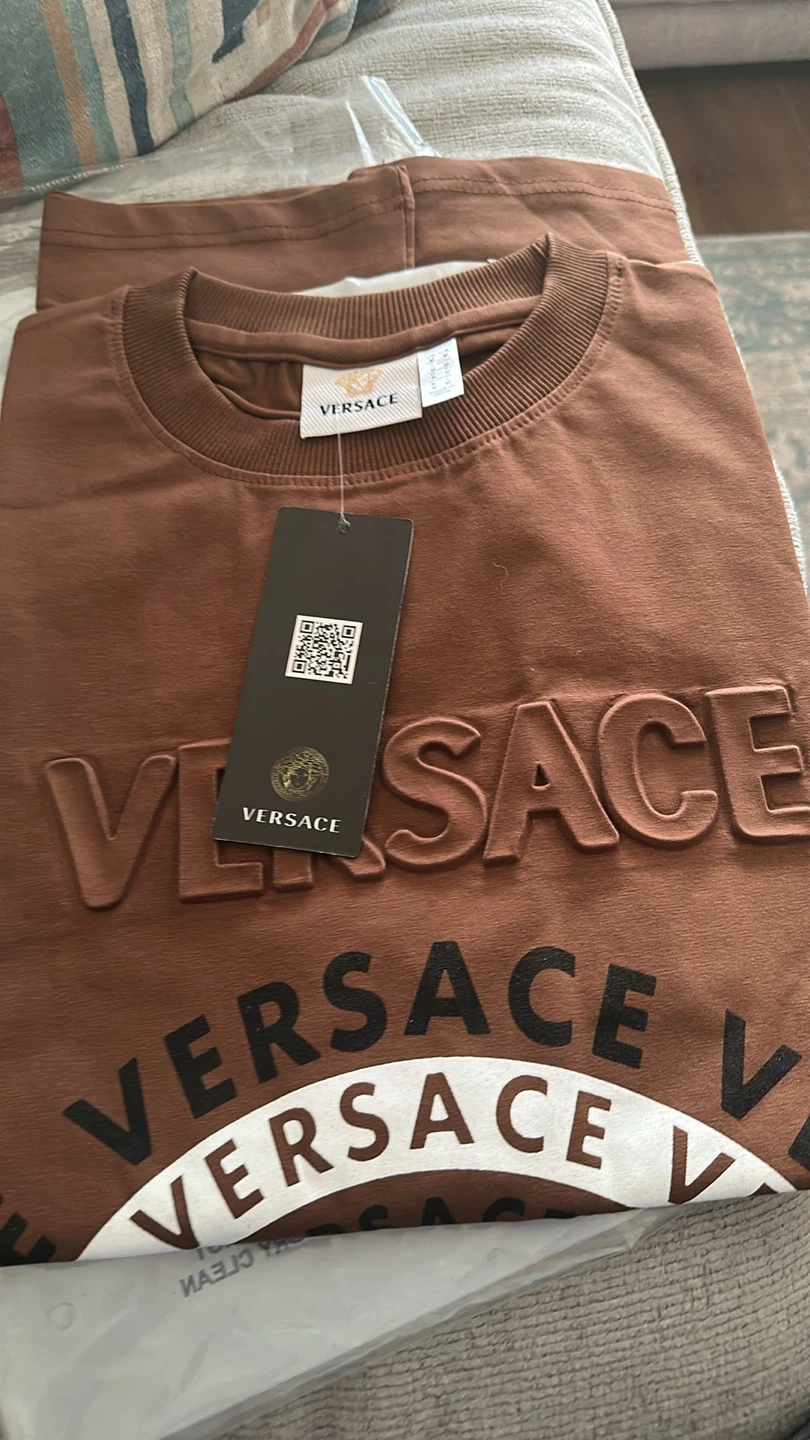 Versace Brown Embossed Logo T-Shirt - photo 3