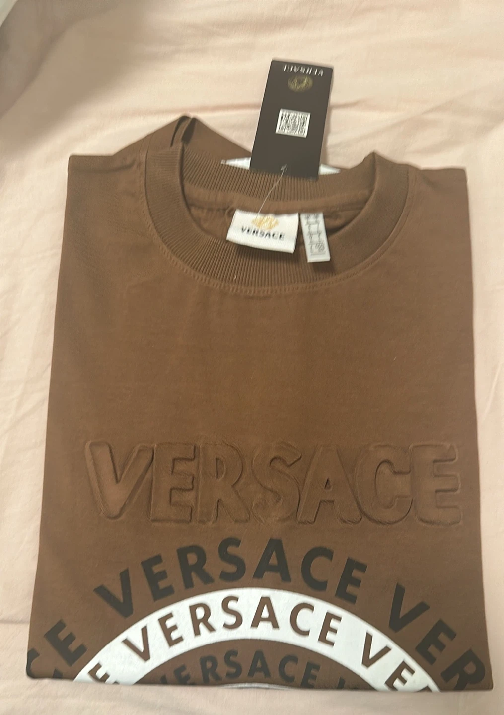 Versace Brown Embossed Logo T-Shirt - photo 5