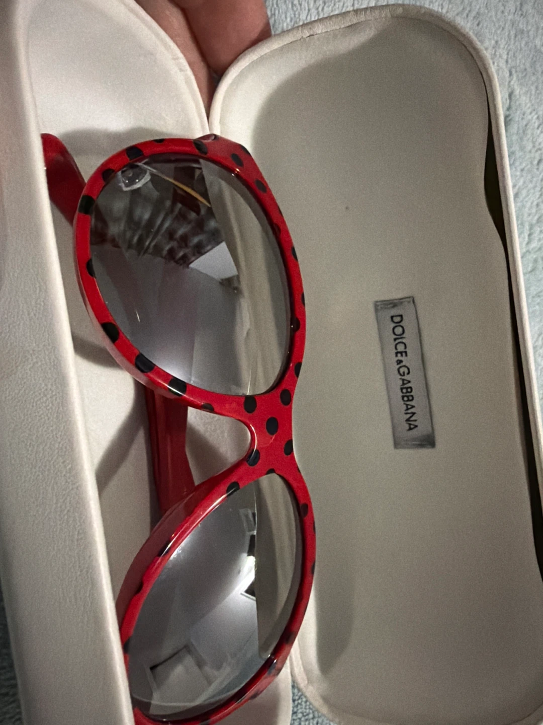 Dolce & Gabbana Red Black Polka Dot Sunglasses with Case