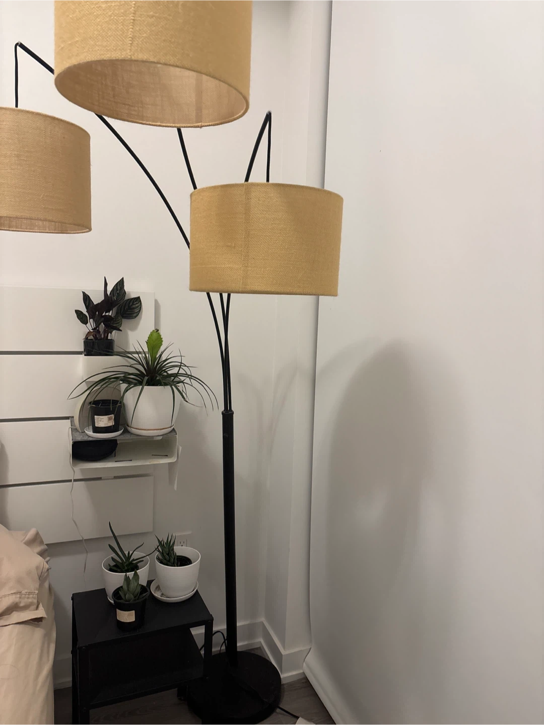Multi-Head Floor Lamp with Jute Arc Shades - photo 2